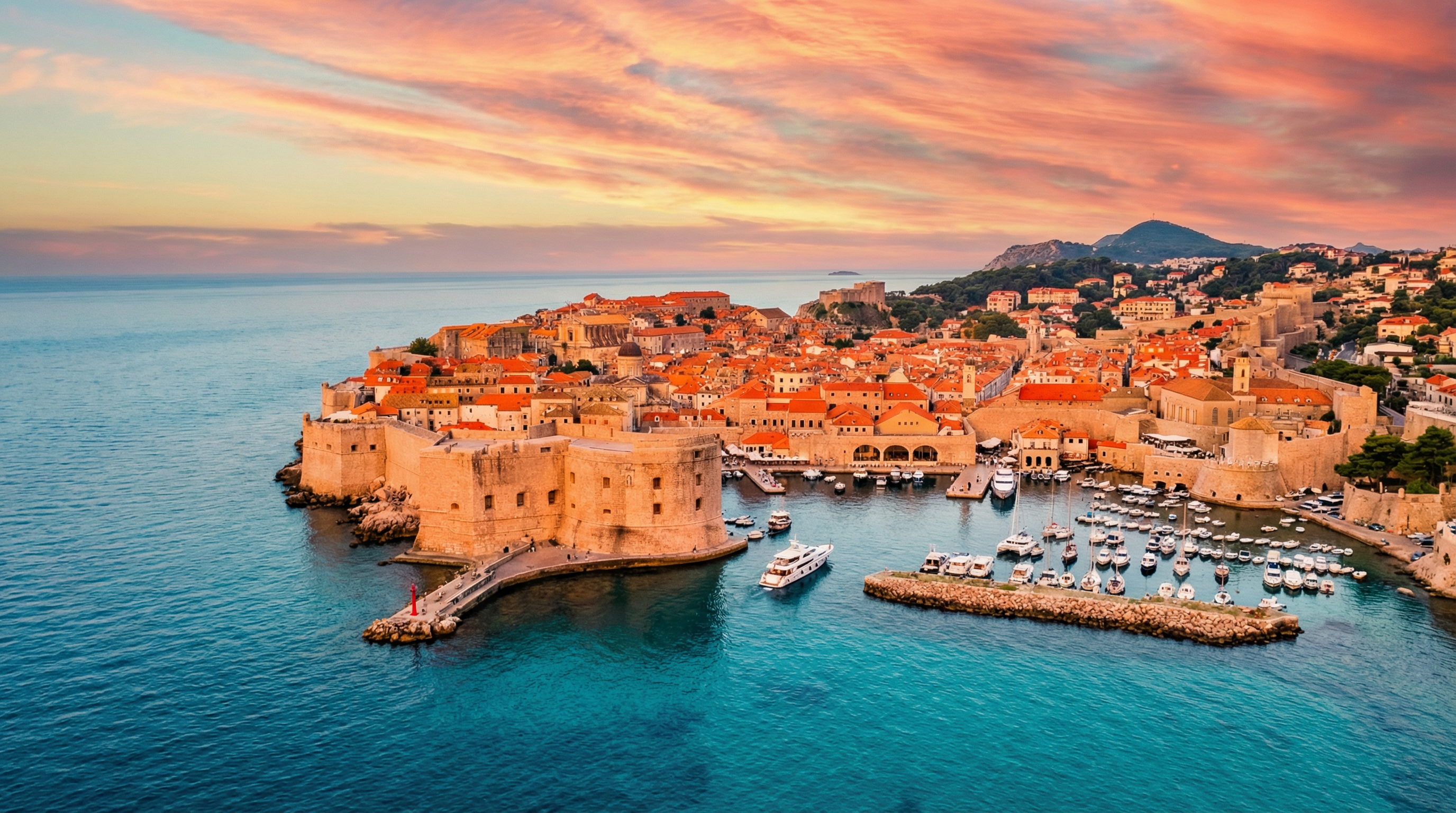 Dubrovnik old town at sunset